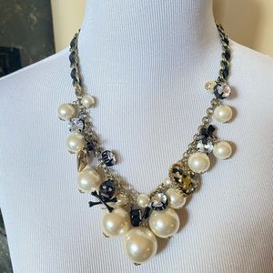 Betsy Johnson Pearl, Skull & Chunky Chain Necklace